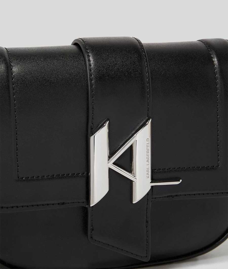 Karl Lagerfeld, K/ikonik Monogram Small Camera Bag, Woman, Black/White, Size: One Size